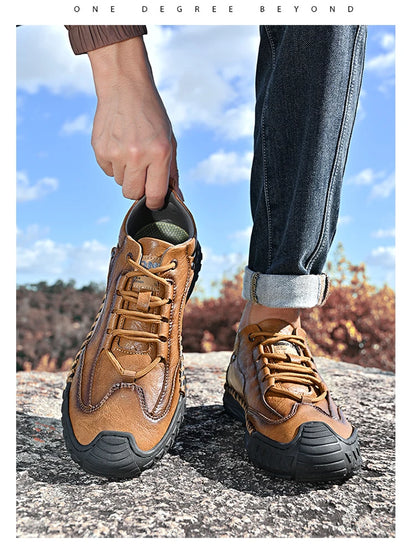 New Handmade Leather Men Shoes Casual Comfortable Men Loafers Slip On Leather Shoes Men Flats Hot Sale Outdoor Walking Shoes