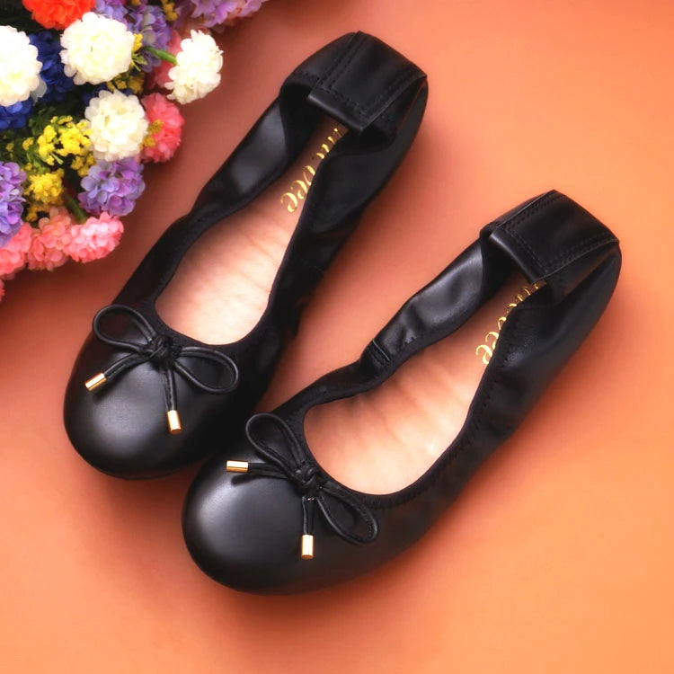 2024 Women Leather Breathable Ladies Comfortable Ballet Flats Driving Shoe Fashion Slip on Shallow Loafers Office Flat Boat Shoe