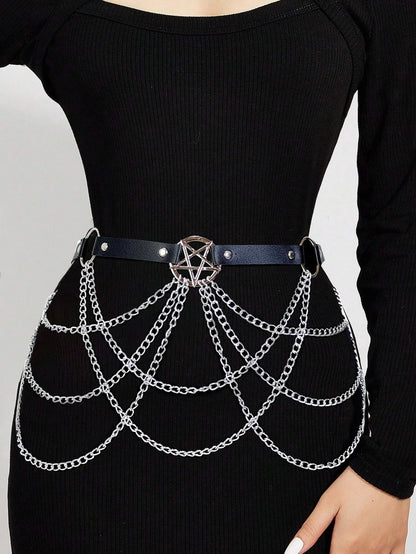  Women Fashion Waistband Accessory Leisure Punk Gothic Clothing Jewelry Belt Sexy Leather Harness Belt Waist Chain Harness