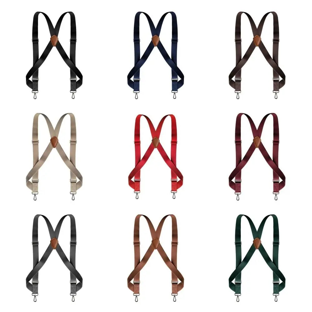 Fashion Retro Suspenders for Men Metal Clip British Style Leather Suspenders Anti-slip Suit Accessories Suspender Clip Business