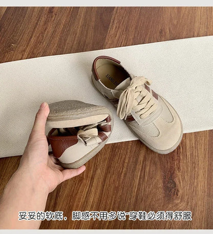 Leather cowhide German training shoes women's college style casual shoes 2025 new soft-soled casual flat-soled sports shoes