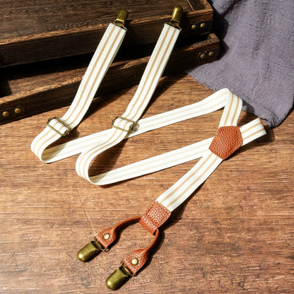 Casual Retro Suspenders for Men Metal Clip British Style Y-Type Suspenders Suit Accessories Anti-slip Stripe Suspender Clip Men