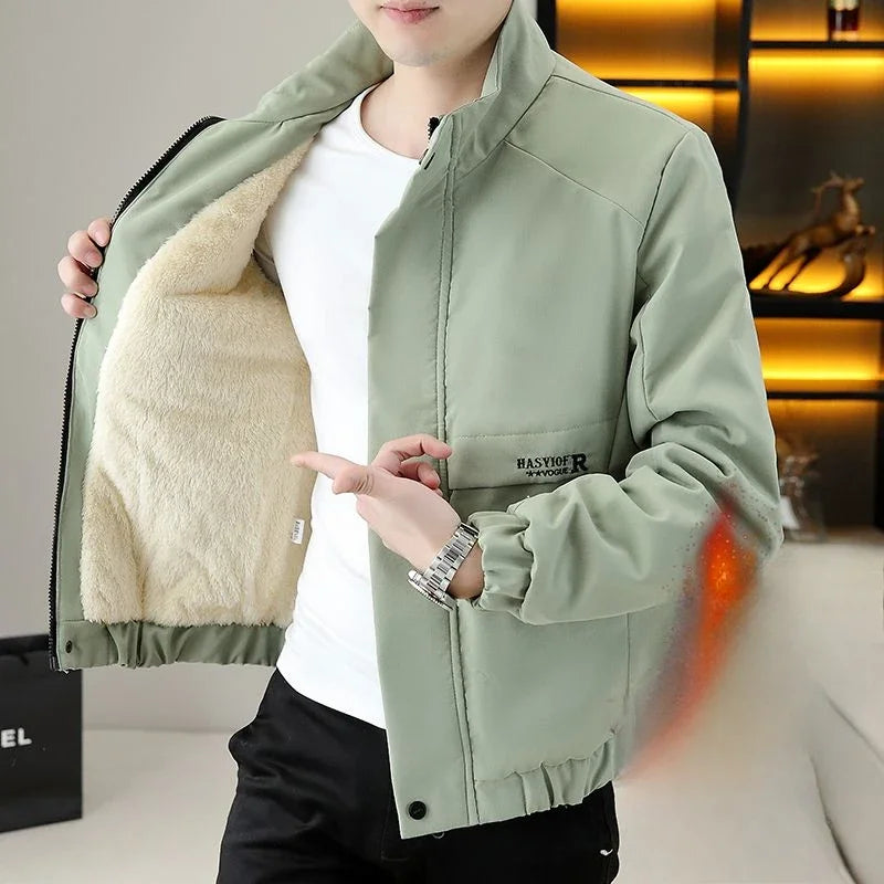 Winter Coat for Men Warm Thick Fleeced Casual Fast Delvery Vintage Quilted Padded Jacket Man High Quality New In Joker Work Cold