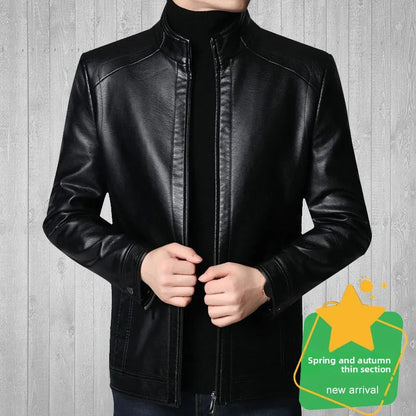 Warmth Thiened Real Leather Jaet Men's Casual Busin Sle eepskin Coat Dad Coat Loose Fit Winter Outerwear