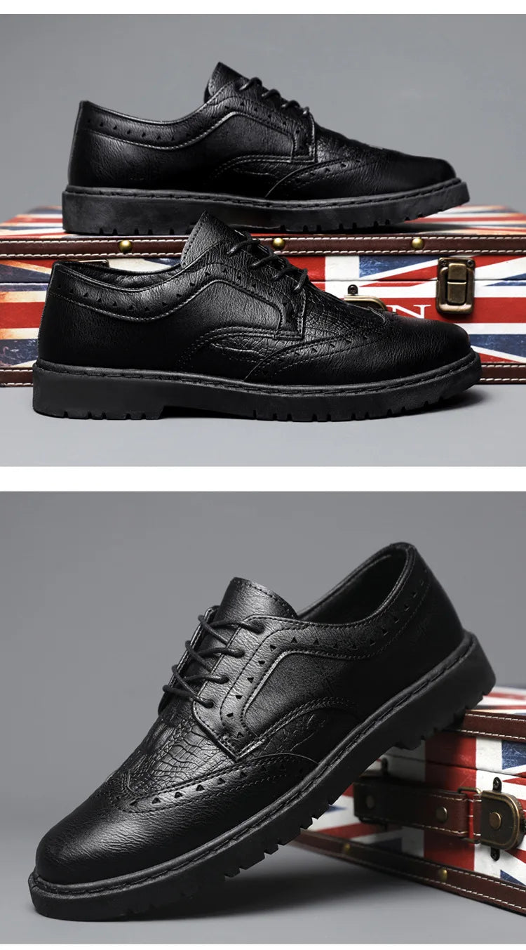 Leather Shoes for Men Luxury High Quality Brogue Shoes comfortable Soft Sole Men's Casual Shoes Lace Up Men Business Dress Shoe