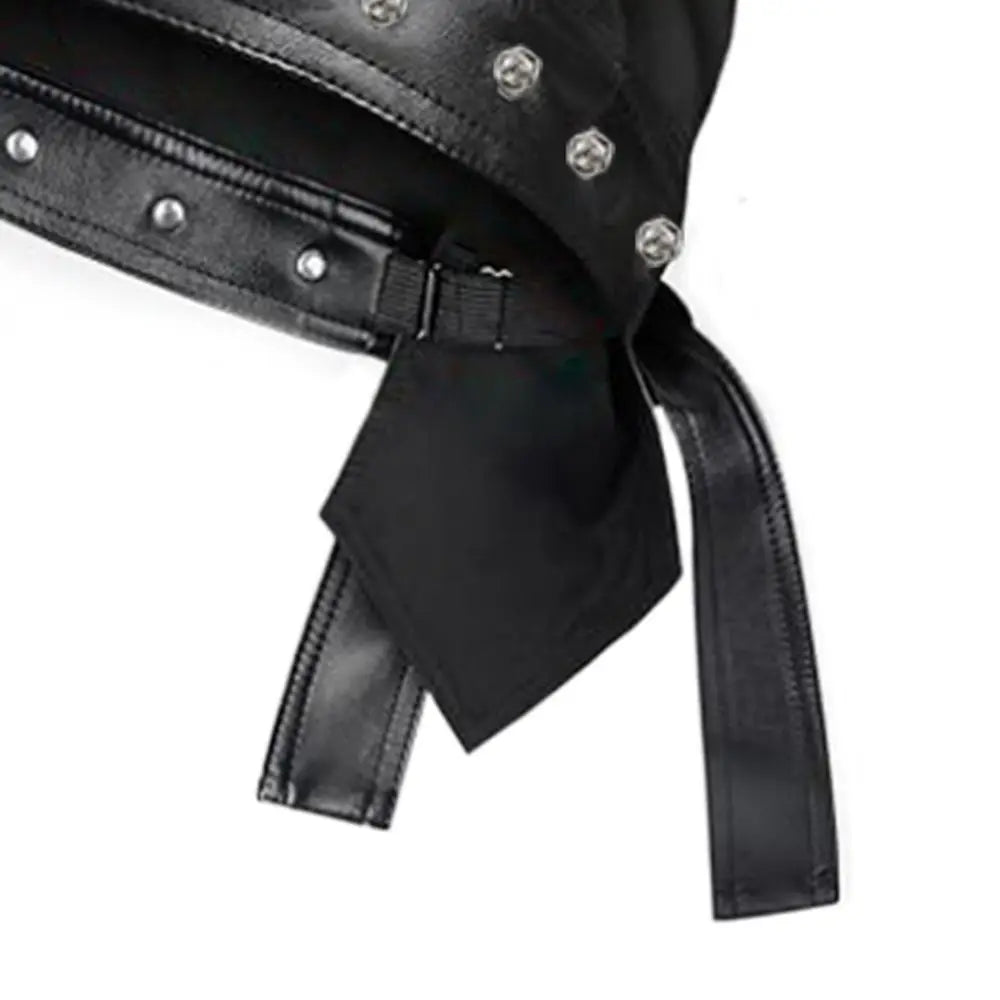 PU Leather Black Biker Cap Doo Rag Bandana Waterproof Butterfly Cap Cool Adjustable Motorcycle Leather Hat for Women and Men