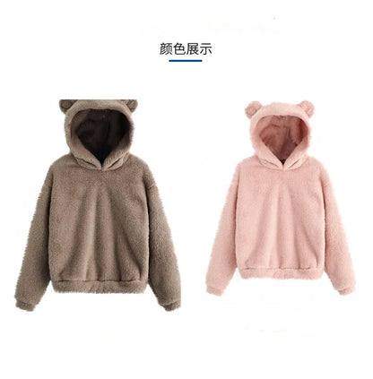 Winter Pullover Sweater Women Tops Boho Cap Cut Warm Casual Long Sleeve Pull Female Solid Hooded Sweaters Pullovers