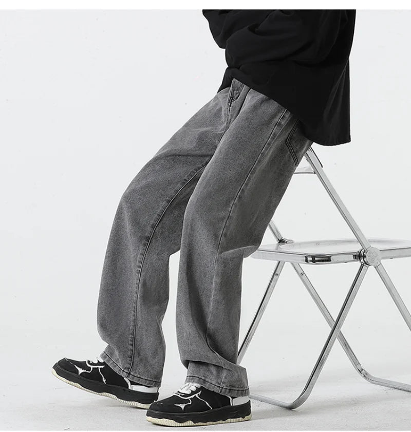 Jeans men's spring and summer 2025 new style trend straight versatile casual pants loose wide-leg mopping trousers