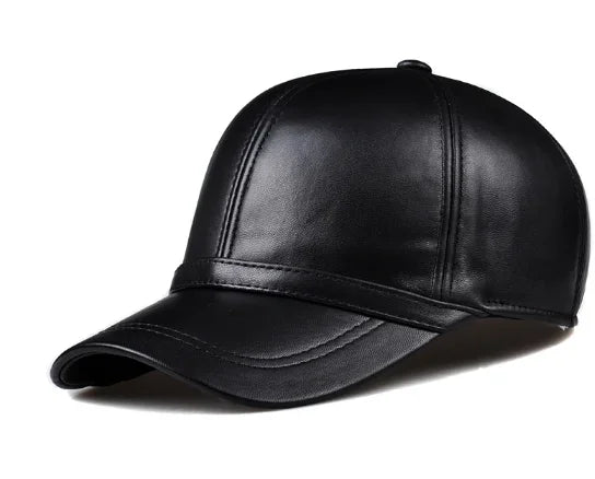 New Men Real Leather Baseball Caps Sheepskin Casual  Men Youth Duck Tongue Warm Hats Hip Pop Bonnet Femme