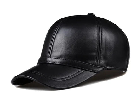 New Men Real Leather Baseball Caps Sheepskin Casual  Men Youth Duck Tongue Warm Hats Hip Pop Bonnet Femme