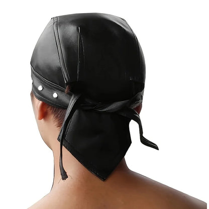 Leather motorcycle cap-adjustable motorcycle skull hat, comfortable fit, fashion motorcycle style bandana, suitable for cycling