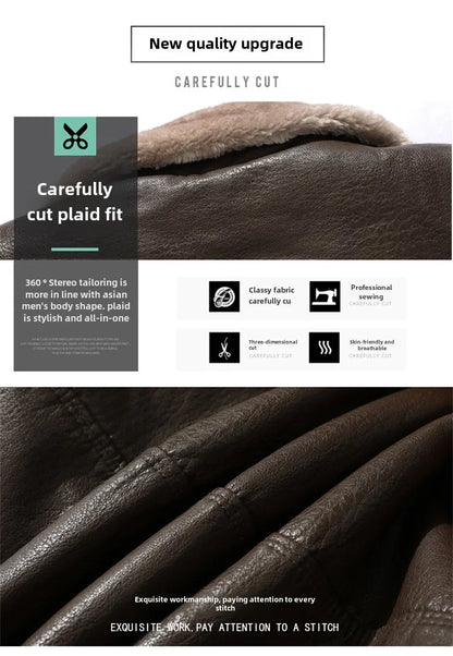 Men Coat Winter Long Leather Jacket Casual Jackets Coats New Faux Leather Vintage Biker Jacket Men Windproof Motorcycle Jacket