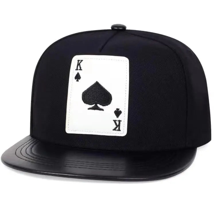 King Leather Playing Card Embroidered Baseball Caps Hip Hop Caps For Men Women Outdoor Sun Hat Unisex Adjustable Snapback Hats