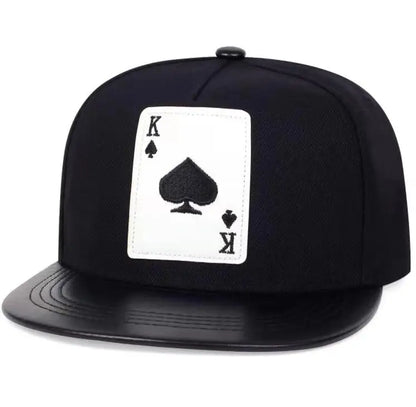 King Leather Playing Card Embroidered Baseball Caps Hip Hop Caps For Men Women Outdoor Sun Hat Unisex Adjustable Snapback Hats