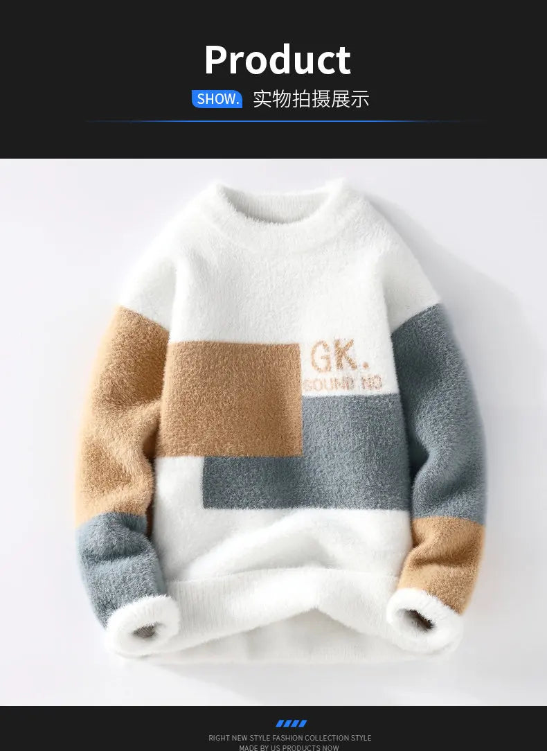 Sweaters men 2025 Winter Letter pattern thick sweater men Student youth sweaters autumn Men's wool pullovers full size S-3XL