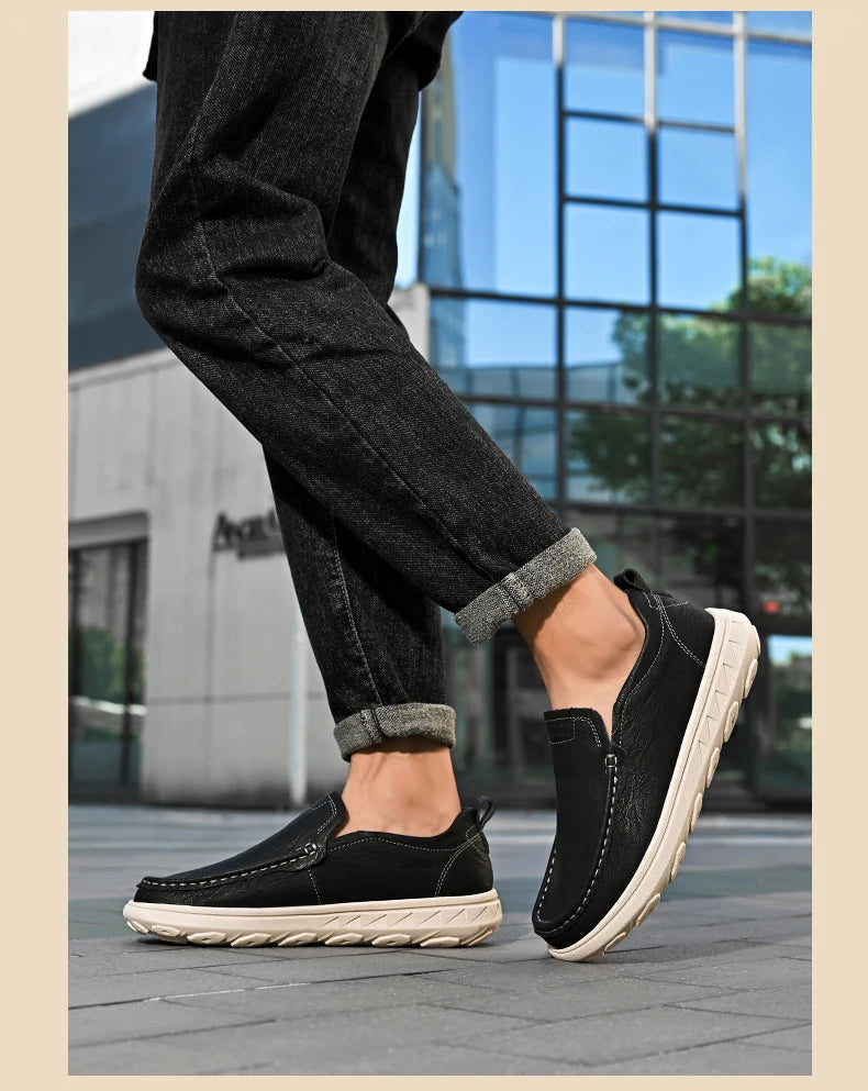 New Leather Men's Loafers Luxury Men Casual Shoes Fashion Lightweight Driving Shoes Breathable Men's Shoes Handmade Flat Shoes