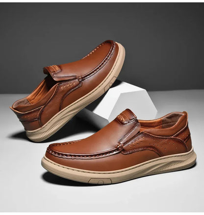 Men's Top Layer Cowhide Leather Shoes Casual Men's Shoes Soft Sole Comfortable Genuine Leather Men's Driving Shoe Zapatillas