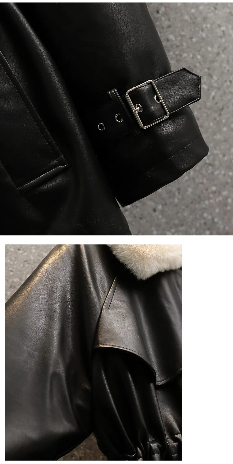 Leather Jacket Women 2022 New Autumn Winter Leather Jackets Female Overcoat Fashion Slim Thicken Warm Parka Outerwear