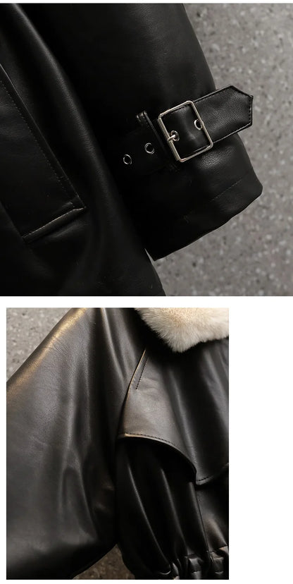 Leather Jacket Women 2022 New Autumn Winter Leather Jackets Female Overcoat Fashion Slim Thicken Warm Parka Outerwear