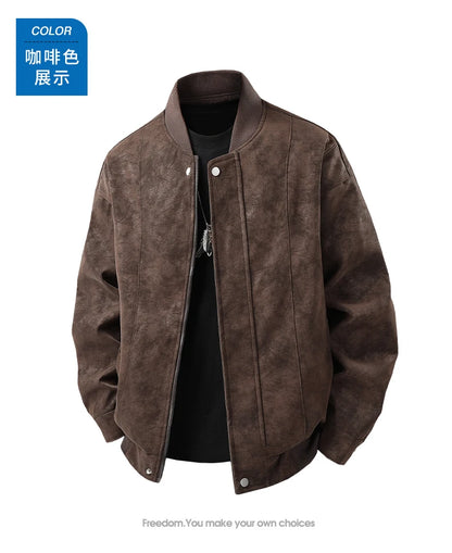 Mens Leather Jacket Suede Coats Waterproof Soft Shell Windbreaker Streetwear Moto Autumn Winter Jacket Men Clothing Mens Jacket