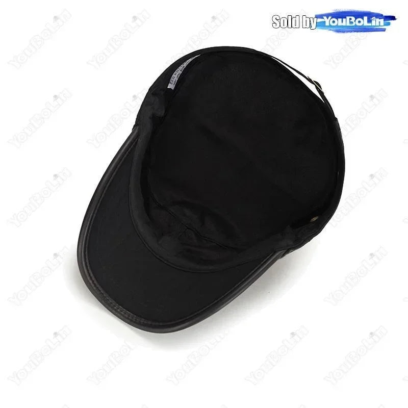 Leather Brim Washed Distressed Cotton Adjustable Military School Flat Cap Sun Hat Trucker Caps Dad Hats