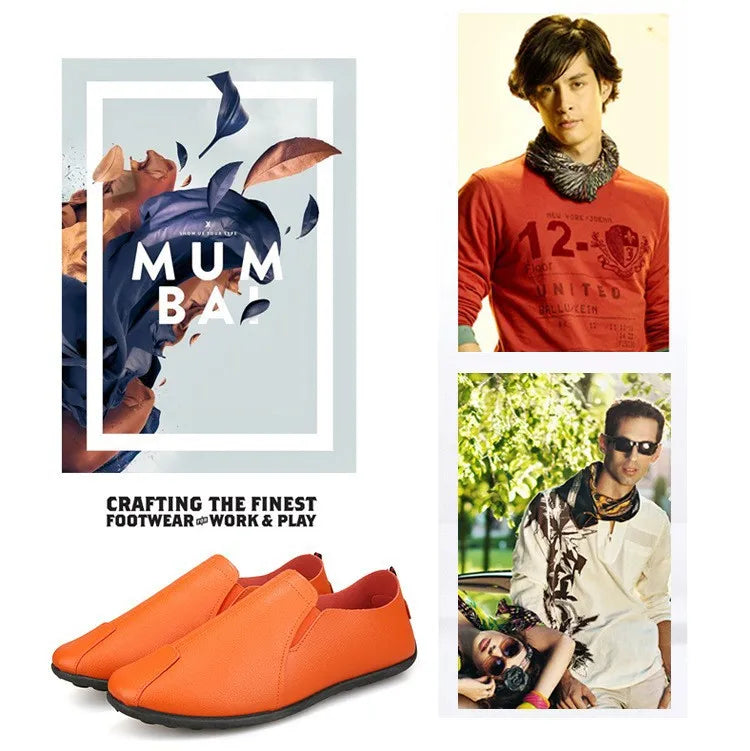 Leather Shoes Men's Shoes 2023 Spring and Autumn Season New Soft Sole Bean Shoes, Casual Shoes, Men's Lazy Shoes, Single Shoes