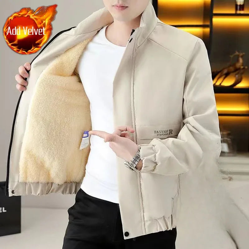 Winter Coat for Men Warm Thick Fleeced Casual Fast Delvery Vintage Quilted Padded Jacket Man High Quality New In Joker Work Cold