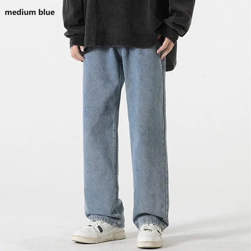 Jeans men's spring and summer 2025 new style trend straight versatile casual pants loose wide-leg mopping trousers