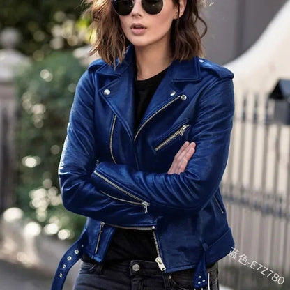 Women's Leather Coat Women Short Slim-Fit New Biker's Leather Jacket Winter Autumn Leather Jackets Coats