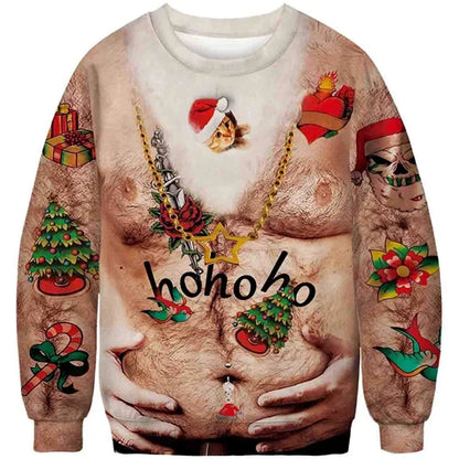 Christmas Sweater Novelty Funny Light Up Ugly Christmas Sweater For Men And Women 3D Printing Pullover Jumpers Warm Sweater