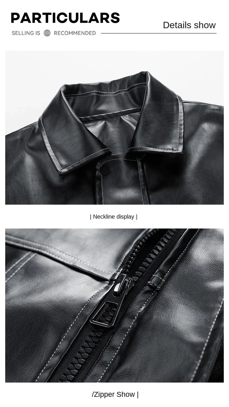 Europe The United States Trend Leather Jacket Spring Autumn New Loose Trend Men's Couple Jacket Lapel Motorcycle Handsome Coats