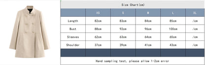 Winter Coat For Women 2024 Solid Lapel Double Breasted Long Cardigan Top Female Pokcet Streetwear Woman New In OuterCoat