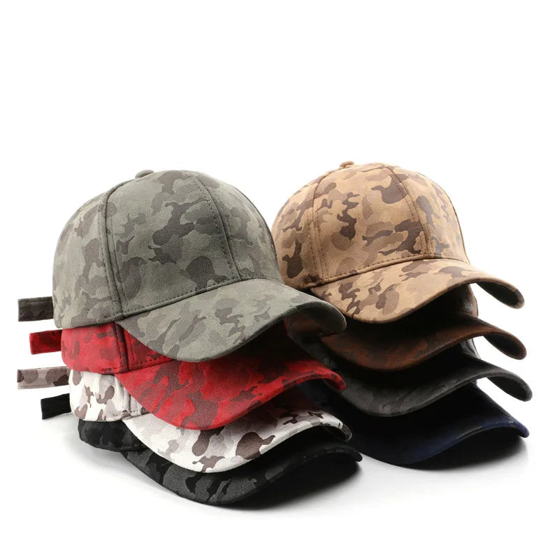Leather Suede PU Camouflage Baseball Cap Men and Women Autumn Winter Hip Hop Adjustable Outdoor Snapback Hat