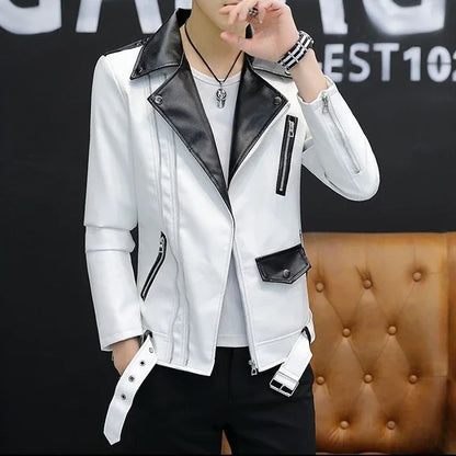 Coats Black Leather Jacket for Men Trendy 2025 Fashion Fashionable Spring Clothes Man Suits and Blazers Menswear Vintage Classic