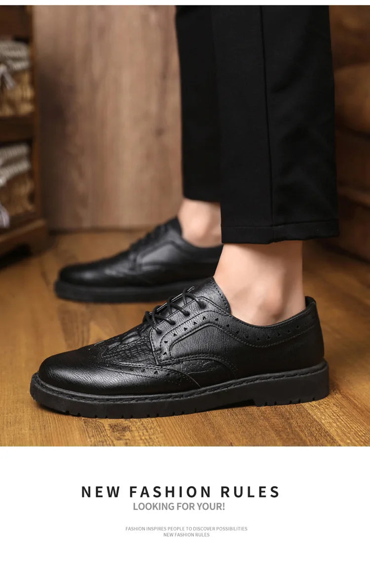 Leather Shoes for Men Luxury High Quality Brogue Shoes comfortable Soft Sole Men's Casual Shoes Lace Up Men Business Dress Shoe