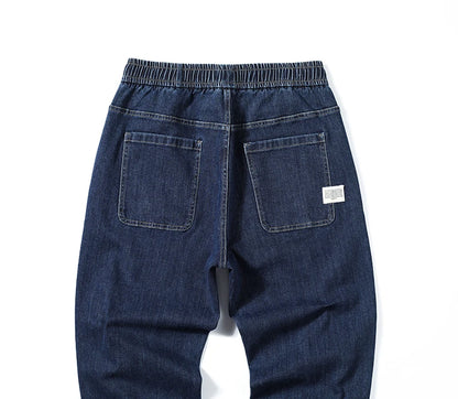 Jeans For Men Loose Fit Joggers Pants Oversize Baggy Pants Harem Wide Leg Elastic Waist Drawstring Male Denim Trousers Tapered