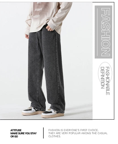 Jeans men's spring and summer 2025 new style trend straight versatile casual pants loose wide-leg mopping trousers