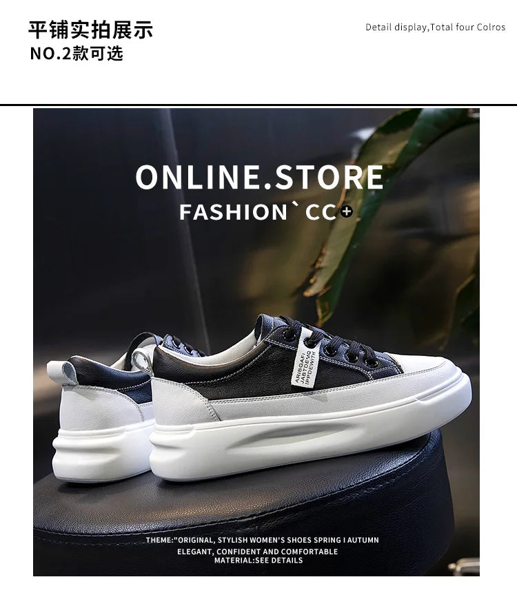 Leather sneakers 2025 Autumn/winter New Single Shoe Thick Soled Women's Shoes Flat Soled Shoes Casual Shoe Women's Board Shoes