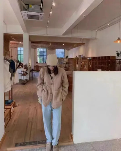 Ladies Sweaters Winter Button Knitted Top for Women White Cardigan 2025 New Collection Jumper Long Sleeve Knitwear Korean Luxury