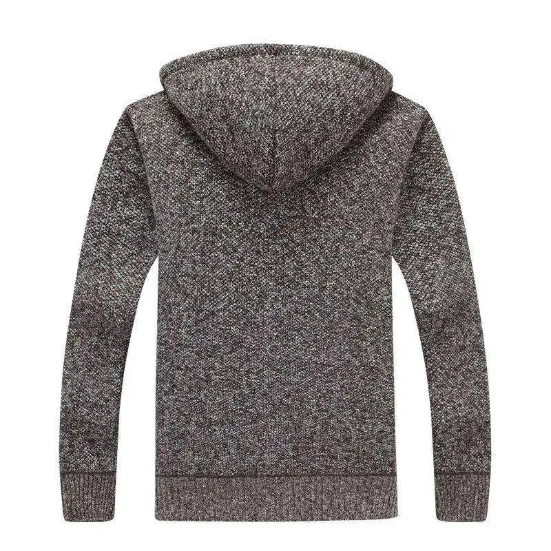 Winter Men Sweatercoat Hooded knit Cardigan Coat Men's Fleece Knitted Sweater Jackets Casual Solid Cardigan Sweater Man Clothes