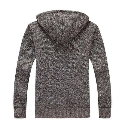 Winter Men Sweatercoat Hooded knit Cardigan Coat Men's Fleece Knitted Sweater Jackets Casual Solid Cardigan Sweater Man Clothes