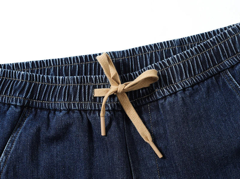 Jeans For Men Loose Fit Joggers Pants Oversize Baggy Pants Harem Wide Leg Elastic Waist Drawstring Male Denim Trousers Tapered