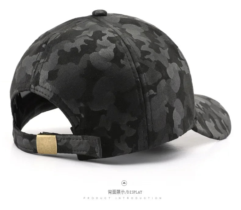 Leather Suede PU Camouflage Baseball Cap Men and Women Autumn Winter Hip Hop Adjustable Outdoor Snapback Hat