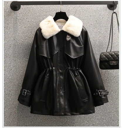 Leather Jacket Women 2022 New Autumn Winter Leather Jackets Female Overcoat Fashion Slim Thicken Warm Parka Outerwear