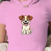 Cartoon Jack Russell Terrier women's fashion short t-shirt