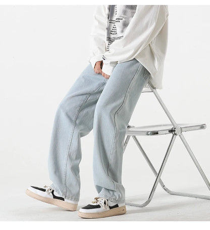 Jeans men's spring and summer 2025 new style trend straight versatile casual pants loose wide-leg mopping trousers