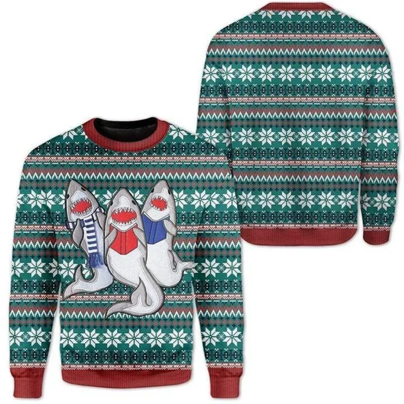 Funny 3D Christmas Swaeter Gift Santa Claus Patterned Ugly Sweater Jerseys And Sweaters Blouses For Men Women Pullover Hoodie
