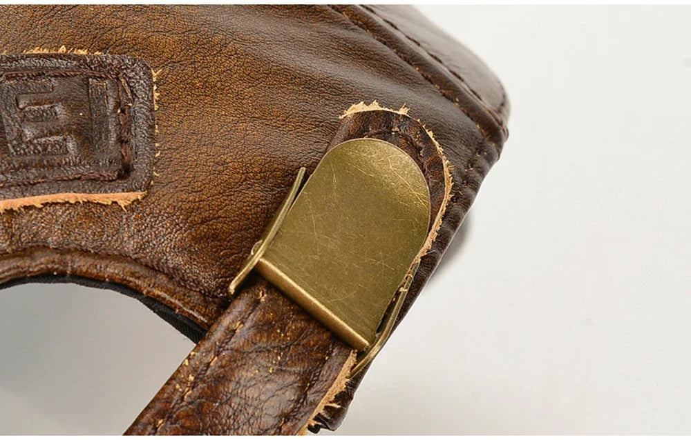 Tax excluded, add at checkout if applicable Fashion Men Genuine Cowhide Leather Baseball Cap Casual Real Leather Hat Autumn Wint