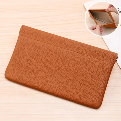 [Leather Wallet] Genuine Leather Long Wallet | Self-Closing with Zipper Closure - Compact Travel Organizer for Cash, Cards