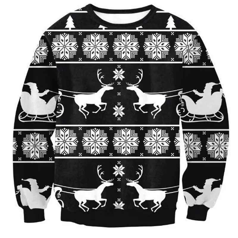 Funny 3D Christmas Swaeter Gift Santa Claus Patterned Ugly Sweater Jerseys And Sweaters Blouses For Men Women Pullover Hoodie